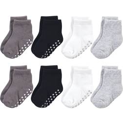 Touched By Nature Organic Cotton Socks with Non-Skid Gripper for Fall Resistance - Solid Black (10763161)