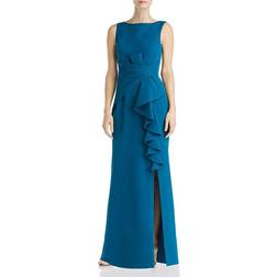 Eliza J Sleeveless Cascading-Ruffle Gown - Teal