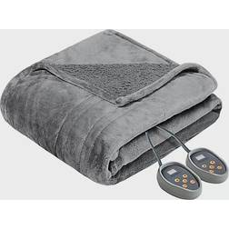 Beautyrest Heated Microlight to Berber Blankets Gray (228.6x213.36)