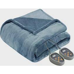 Beautyrest Heated Microlight to Berber Blankets Blue (228.6x213.36)