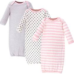 Touched By Nature Organic Cotton Sleep Gown 3-pack - Pink & Gray Scribble (10166774)