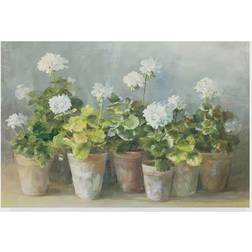 Trademark Global Danhui Nai White Potted Geraniums Wall Decor 33.5x27"