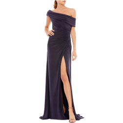 Mac Duggal Ruched One-Shoulder Trumpet Gown - Charcoal