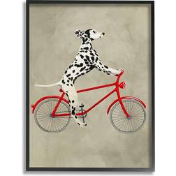 Stupell Industries Dalmatian Dog Riding Red Bicycle Framed Art 24x30"