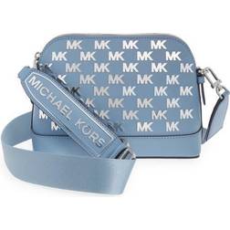 Michael Kors Jet Set Large Embellished Faux Leather Dome Crossbody Bag - Chambray/Silver