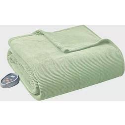 Beautyrest Heated Ribbed Micro Fleece Blankets Green (228.6x213.36)