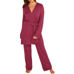 Cosabella Bella Curvy 3 Piece Set with Robe - Deep Ruby