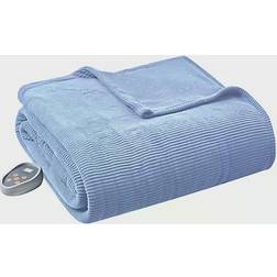 Beautyrest Heated Ribbed Micro Fleece Blankets Blue (228.6x213.36)