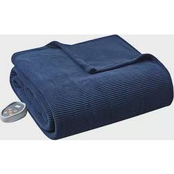 Beautyrest Heated Ribbed Micro Fleece Blankets Blue (228.6x213.36)