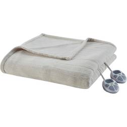 Serta Ribbed Micro Fleece Blankets Beige (228.6x213.36)