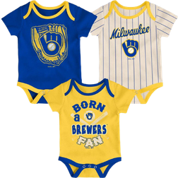Outerstuff Milwaukee Brewers Bodysuit 3-pack - Royal/Gold/Cream