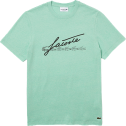 Lacoste Signature & Crocodile Print Crew Neck Cotton T-shirt - Green