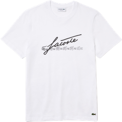 Lacoste Men's Signature & Crocodile Print Crew Neck T-shirt - White