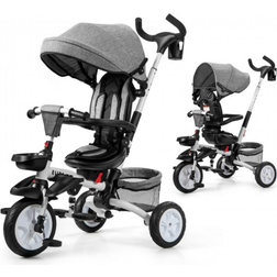 6-in-1 Kids' Baby Stroller Tricycle Gray Gray