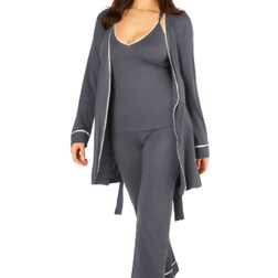 Cosabella Bella Curvy 3 Piece Set with Robe - Anthracite/Ivory