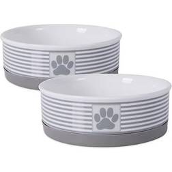 Bone Dry Pet Paw Patch Stripe Pet Bowl Medium 2pcs