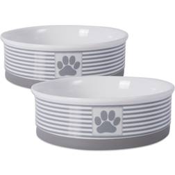 Bone Dry Pet Paw Patch Stripe Pet Bowl Large 2pcs