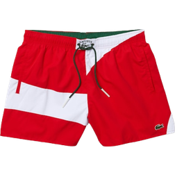 Lacoste Heritage Graphic Patch Light Swimming Trunks - Red/White