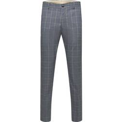 Selected Slim Suit Trousers - Light Blue Sand Colored Dice