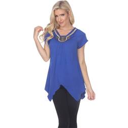 White Mark 1288-02-M Womens Embellished Top-Tunic