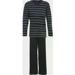 Schiesser Day and Night Long Stripe Pyjama Darkblue