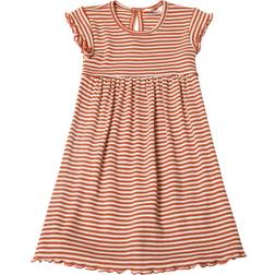 Joha Wool/Silk Stripe Dress - Red