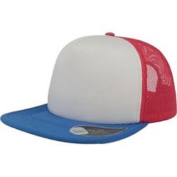 Atlantis Unisex Snap 90s Flat Visor 5 Panel Trucker Cap (white/red/black)