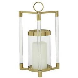 Litton Lane Gold Contemporary Candle Stainless Steel Lantern Candle Holder 18.2"