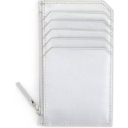 Royce New York Zip Leather Card Case - Silver