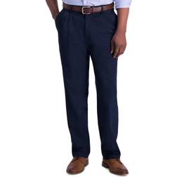 Haggar Men’s Iron Free Premium Khaki Classic Fit Flat Front Pant - Dark Navy