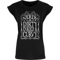 Grindstore Ladies/Womens Nerdy Dirty Inked & Curvy Premium T-Shirt (3XL) (Black)