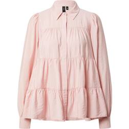 Y.A.S Women's stand-up collar shirt with ruffles, Pink