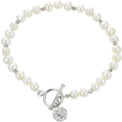 PearLustre by Imperial Freshwater Cultured Bead Bracelet - Silver/Pearl/Crystal