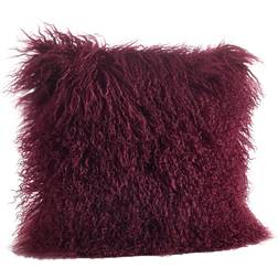 Saro Lifestyle Mongolian Lamb Fur Complete Decoration Pillows Red (50.8x50.8)