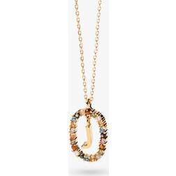 Letter J Necklace - Gold/Multicolour