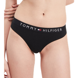 Tommy Hilfiger Stretch Cotton Logo Thong - Black