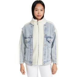 Blank NYC Faux Sherpa Denim Jacket Bear Hug