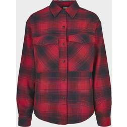 Urban Classics Ladies Check Overshirt (Dark Red, 4XL)