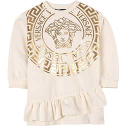 Versace Medusa Print Ruffled Sweatshirt Dress - White