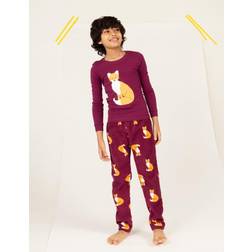 Kids Leveret Fox Fleece Pajama Set Maroon