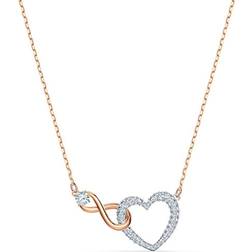 Swarovski Heart & Infinity Symbol Pendant Necklace - Rose Gold/Transparent