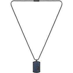 Hugo Boss Lander Dog Tag Pendant Necklace - Black/Blue