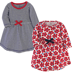 Touched By Nature Organic Cotton Long Sleeve Dresses 2-pack - Red Flowers