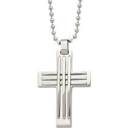 Chisel Cross Pendant Necklace - Silver