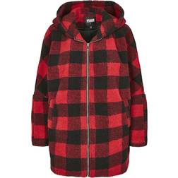 Urban Classics Ladies Hooded Oversized Check Sherpa Jacket Winter Jacket