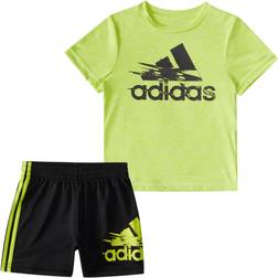 Adidas Infants Cotton Graphic Tee & Shorts Set - Semi Solar Yellow