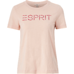 Esprit Women's slim-fit T-shirt with wording, Nude