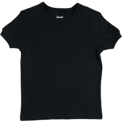 Leveret Kid's Short Sleeve Cotton T-shirt Neutrals - Black (28988352659530)