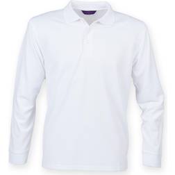 Henbury Mens Coolplus Moisture Wicking Long Sleeve Polo Shirt (Royal)