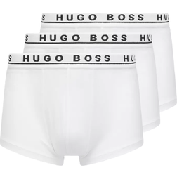 Hugo Boss Stretch Cotton Trunks with Logo Waistbands 3-pack - White